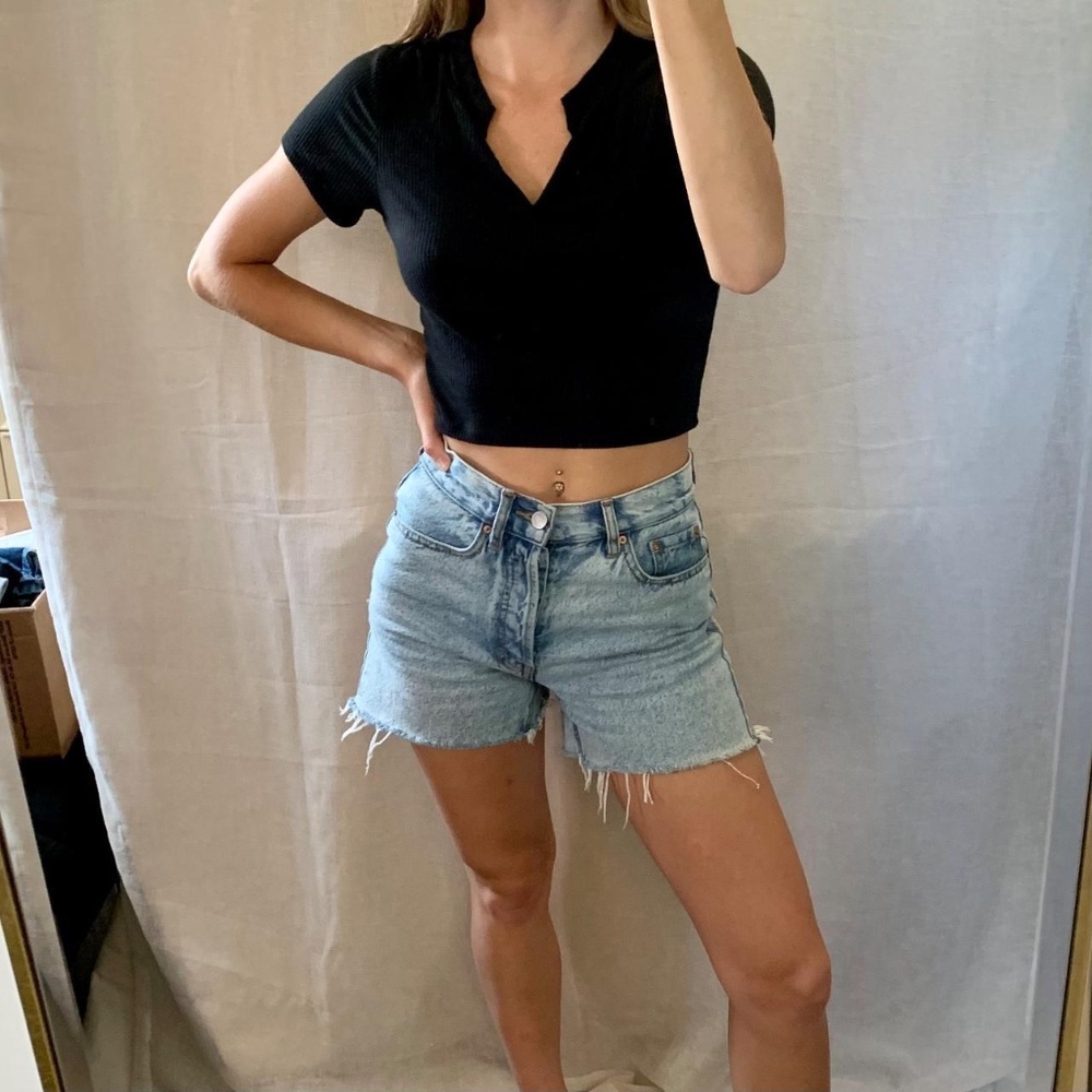 PacSun black ribbed baby tee Size XS